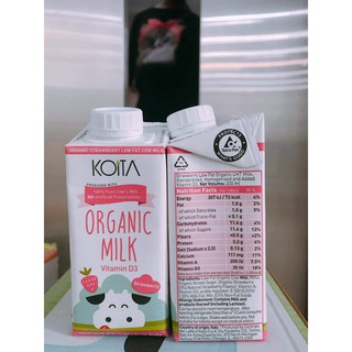 Sữa Bò Hữu Cơ Vị Dâu Ít Béo Koita (200ml)
