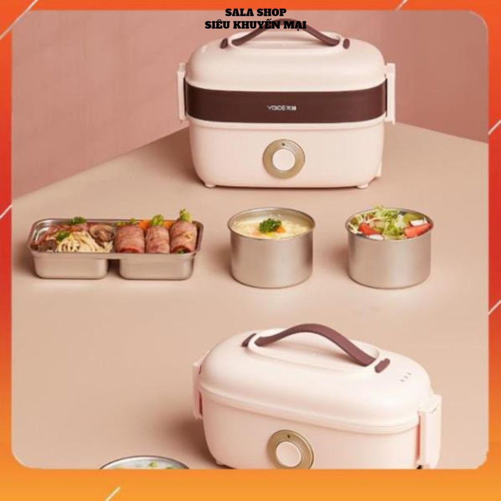 [Giá sập sàn] Hộp cơm cắm điện YOICE Y-FH13A, 2 tầng 4 ngăn, nấu chín, hâm nóng, giữ nhiệt cho thức ăn