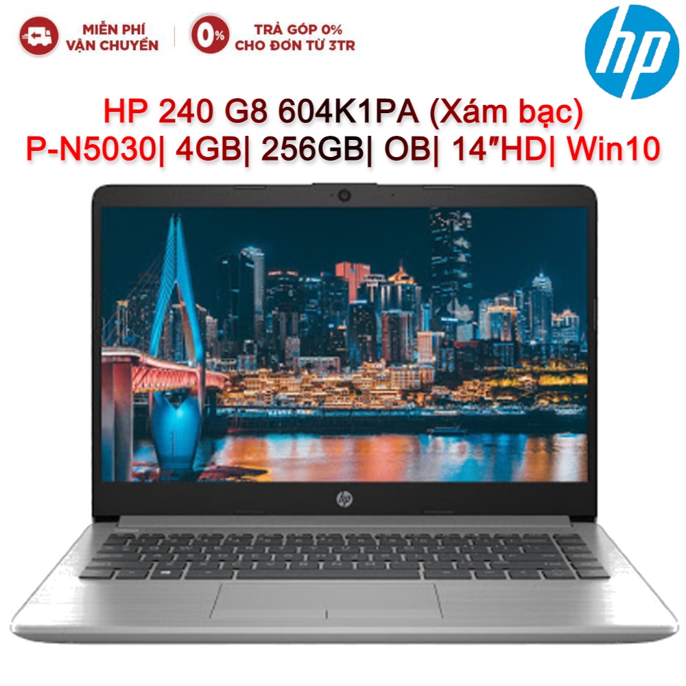 Laptop HP 240 G8 604K1PA PN5030| 4GB| 256GB| OB| 14″HD| Win10 (Xám bạc)