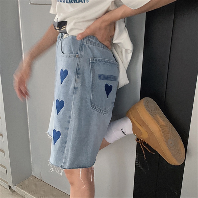 IELGY Quần Short Denim Mỏng Lưng Cao Ống Suông Rộng Cá Tính Cho Bé