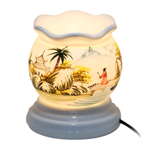 Đèn xông tinh dầu sứ vẽ tay+lọ tinh dầu #2