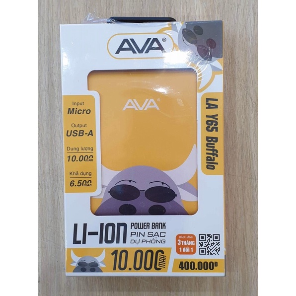 Sạc dự phòng AVA 10000mAh TẶNG KÈM CÁP SẠC [CHÍNH HÃNG]