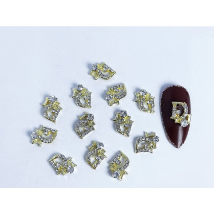 charm trang trí nail 2 màu vàng và bạc