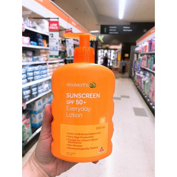 [ Mới 2022 ] Kem Chống Nắng Woolworths Sunscreen Everyday Lotion SPF 50+  100ml/500ml/1L