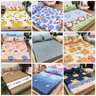 Set ga gối cotton poly bọc chun đệm 1m6/ 1m8/ 2m*2m2 (có size đệm cao)