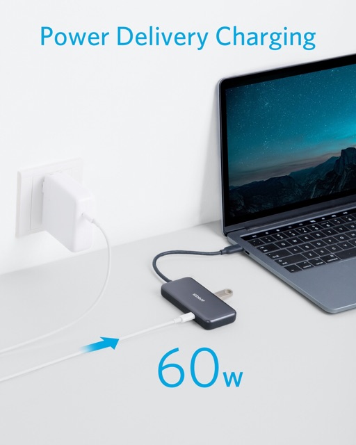 [Mã ELMS5 giảm 7% đơn 300K] Hub Type C ra cổng USB 3.0 Anker 4in1 hỗ trợ sạc nhanh PD 60W a8321