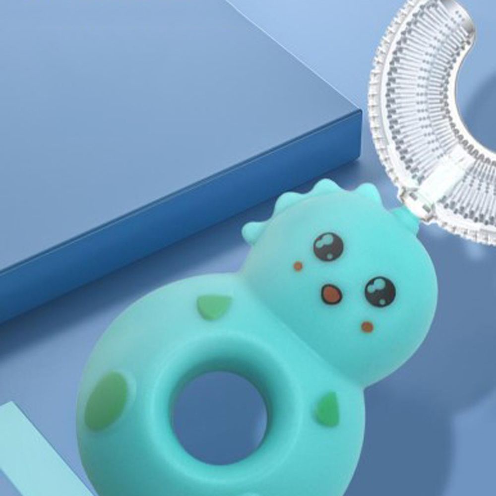 [Hàng mới về] Bàn chải đánh răng hình chữ U bằng silicon mềm hình bánh donut xoay 360 độ cho bé 2-12 tuổi
