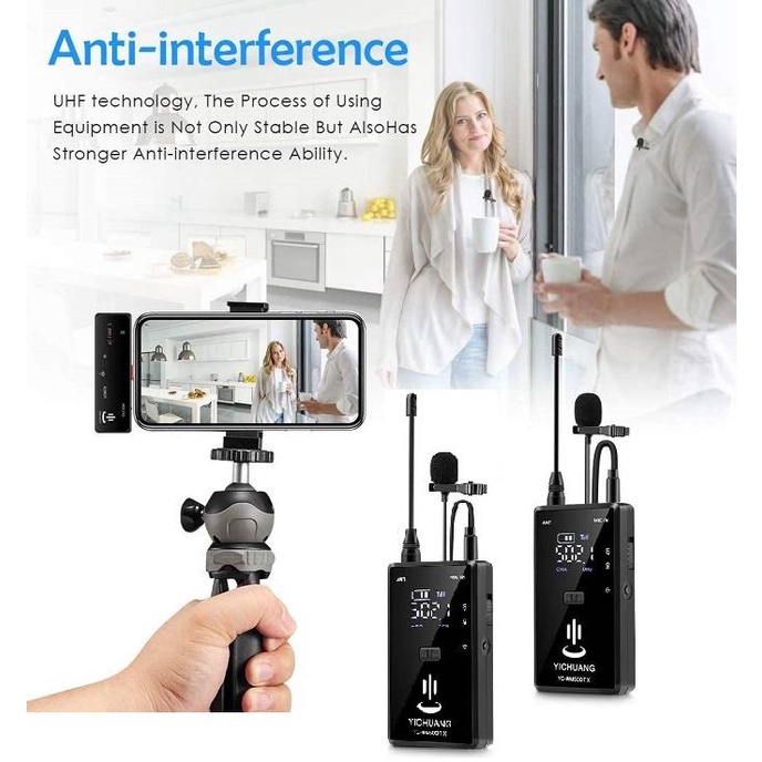 Micro thu âm không dây cài áo iphone YCWM500A2 cho 2 người