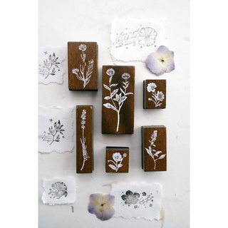 Bộ con dấu hoa lá - mẫu gỗ Vintage
