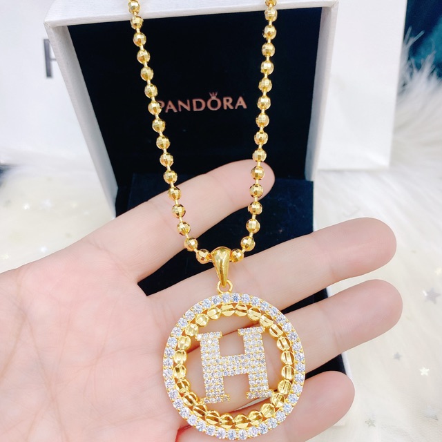 Dây chuyền bi mặt chửi H mạ vàng 18k