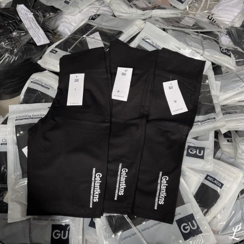 Quần legging nữ dáng ngố gen bụng cạp cao G.U chữ GELANTKNS co giãn Xiaomimi PVN22645