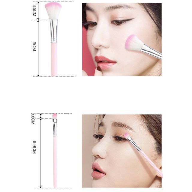 Bộ Cọ Trang Điểm 5 Cây Chi Tiết Cọ Tán Kem Nền Phấn Phủ Son Môi Tiện Lợi