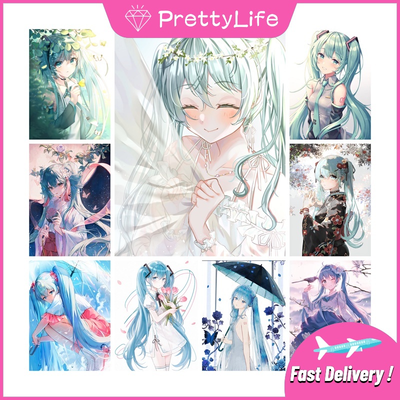 Bộ Tranh Đính Đá 5D Tự Làm Hình Hatsune Miku 30x40cm/40x50cm Trang Trí Nhà Cửa