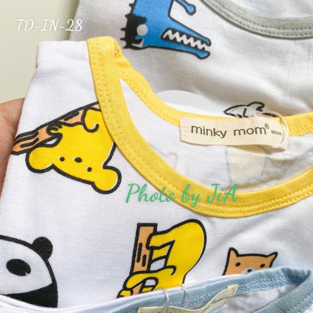 [LDD17] Bộ Dài Tay Thun Lạnh MINKY MOM In Thân Trắng Họa Tiết Động Vật, Mềm Mịn, Thoáng Mát, Hàng Chuẩn Loại 1 Cho Bé