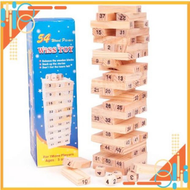 🎯XẢ LỖ🎯 Bộ Đồ Chơi Rút Gỗ Wiss Toys 54 Thanh