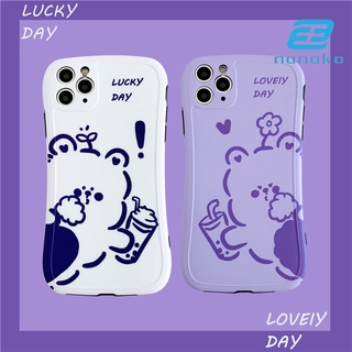 Lovely milk tea bear applies 11Pro/Max apple X/XR mobile phone case iPhone7p female 11 silicone personality creative anti-fall all-inclusive camera case