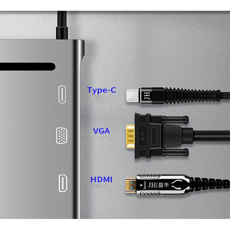 Hub usb type-c cho Macbook 2020 ra 10 cổng HDMI, Ethernet 1000Mbps, PD 100w - Jinghua Z333