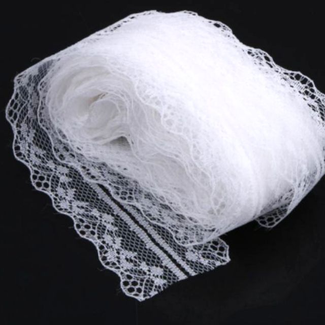 Set 10 mét ruy băng ren trắng 4cm