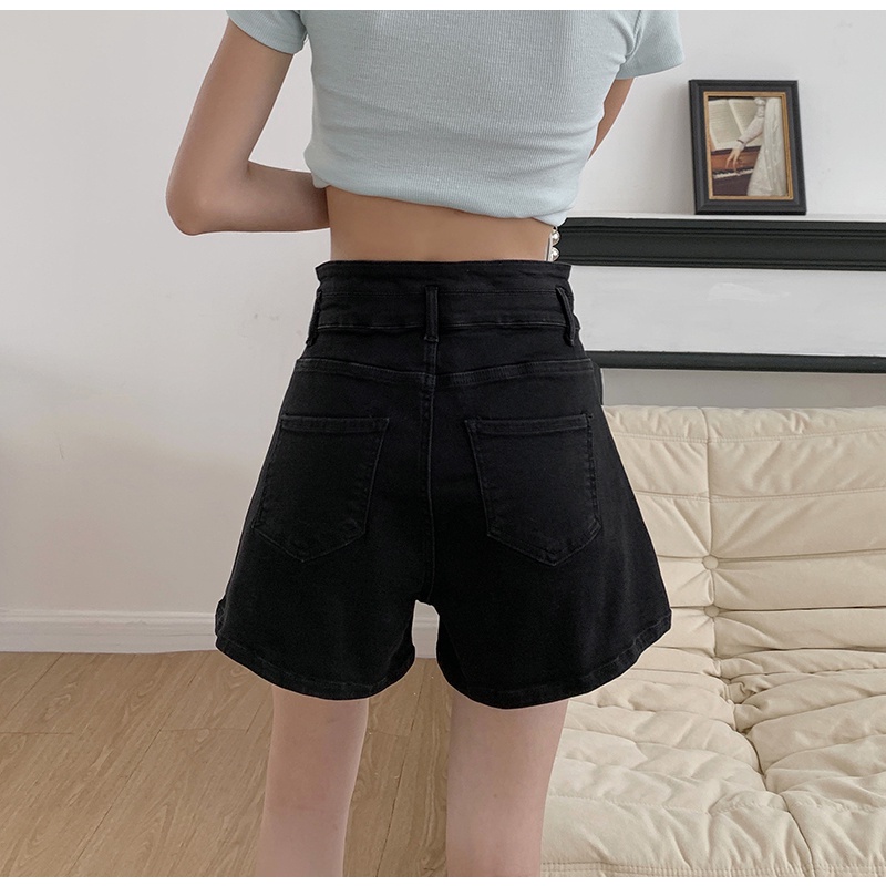 NUZIRO  Quần Short Jean Nữ Lưng Cao Thời Trang