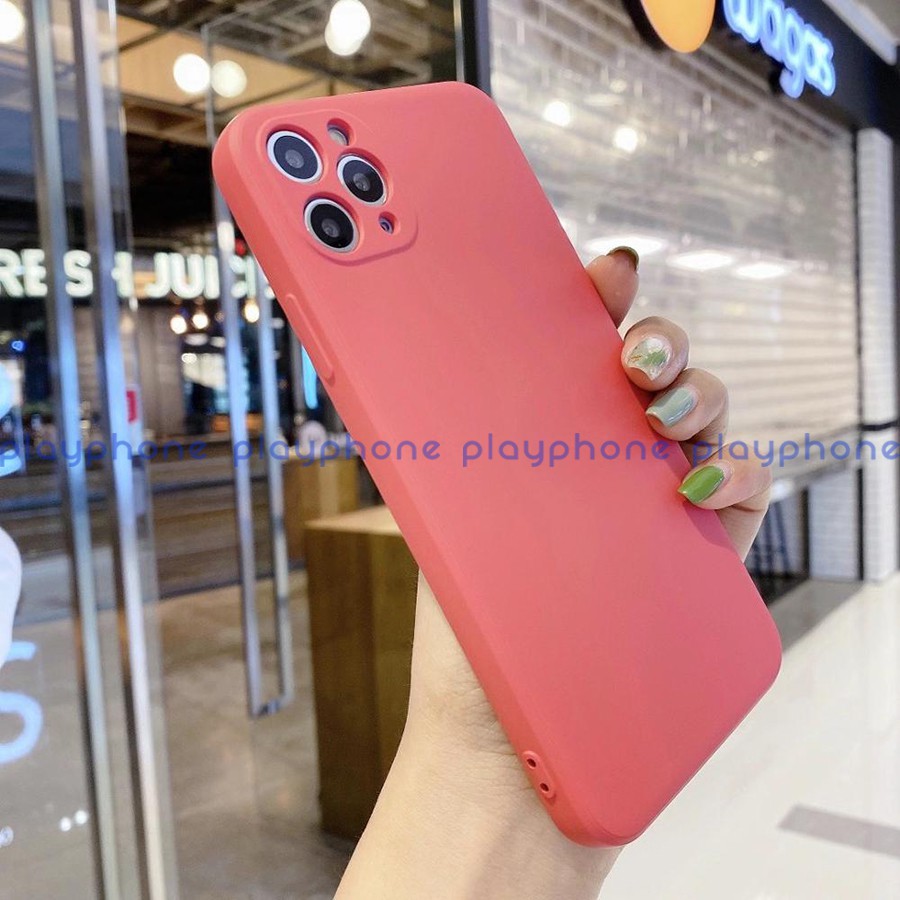 Ốp lưng Silicon chống bẩn viền vuông bảo vệ camera ip 7 8 6 6s Plus Xs Max 11 11 Pro SE 2 2020 12 Mini Pro Max Play