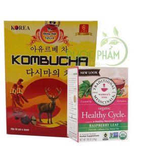 Combo trà dưỡng sinh kombucha và trà điều hòa kinh Nguyệt healthy cycle