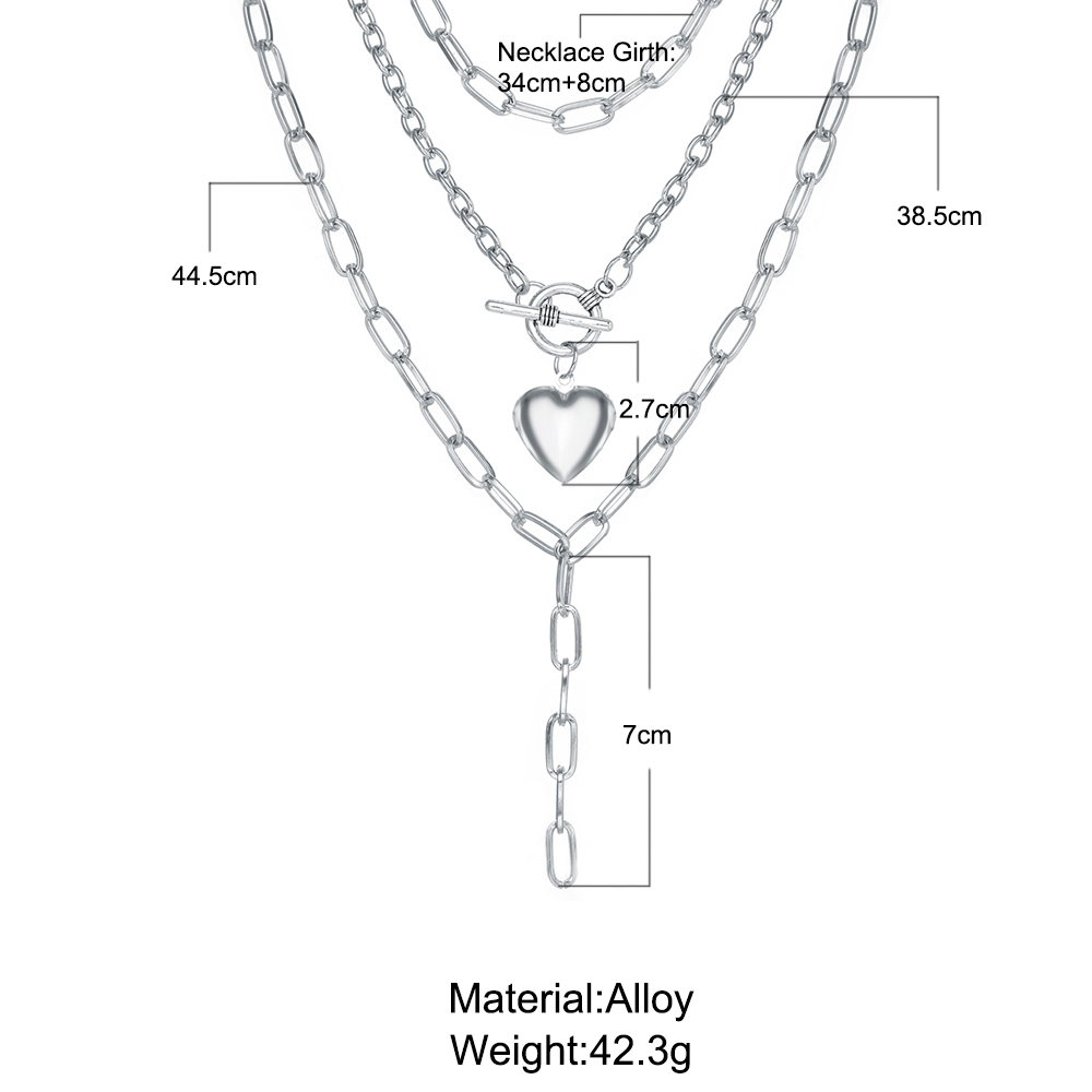 Vòng Cổ Choker Nhiều Lớp Mặt Hình Trái Tim Thời Trang