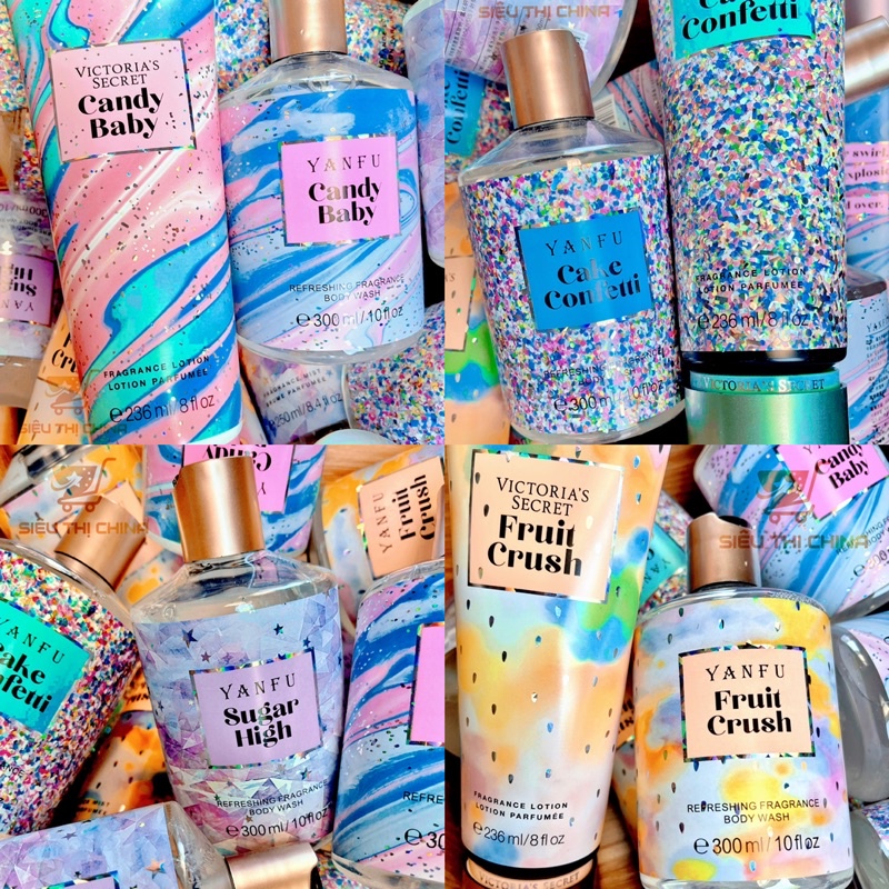 Sữa Tắm Hương Nước Hoa BODY MIST YANFU 300ML Lưu Hương Lâu VICTORIA SECRET SHOWEL GEL BODY Sữa Tắm Body Vic Trắng Da