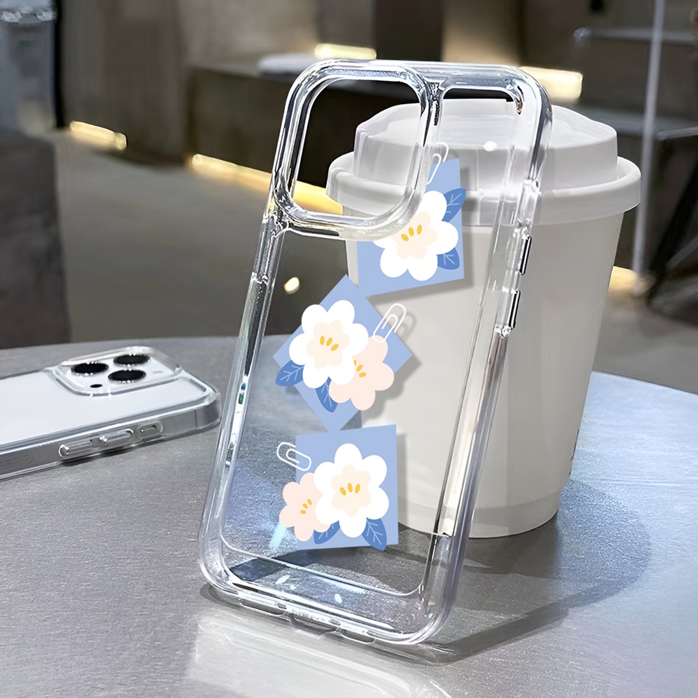 Ốp Điện Thoại Trong Suốt Hình Chú Vịt Và Hoa Cho iphone 14 Pro Max Plus 13 11 12 7Plus X XR XS Max 7 8 SE 2020