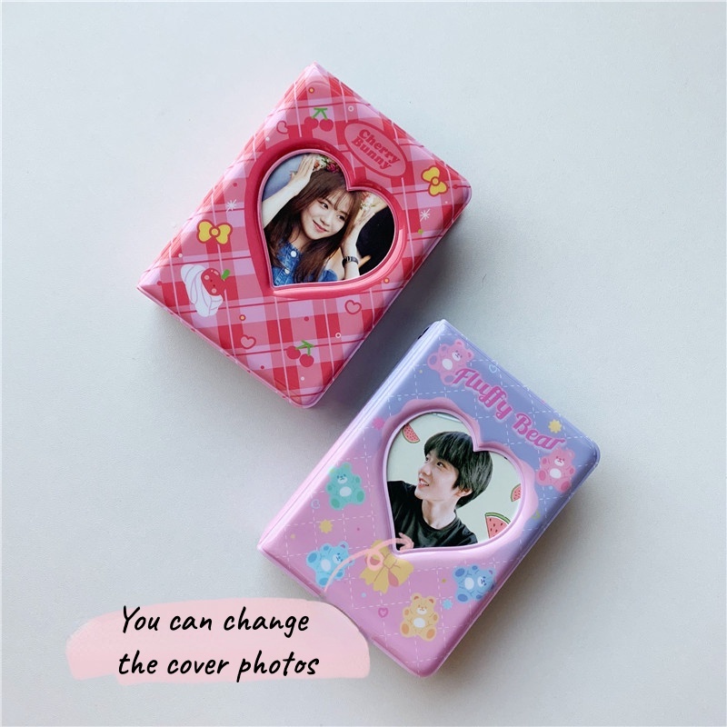 Album ảnh 3 inch kèm 20 túi đựng hình trái tim họa tiết gấu/thỏ dễ thương xinh xắn