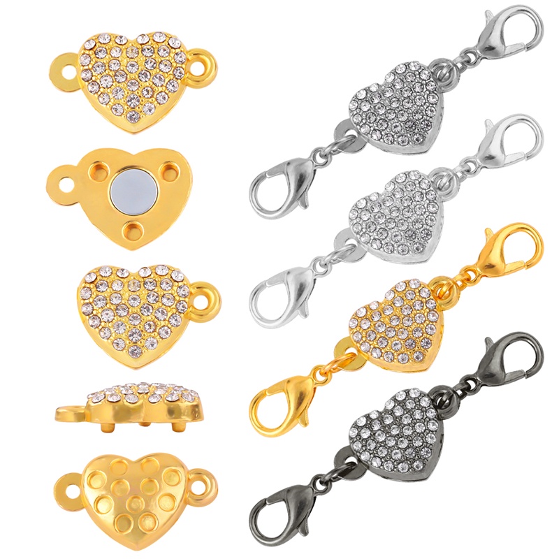 Khóa nối vòng tay / vòng cổ diy từ tính màu vàng/ bạc đính đá