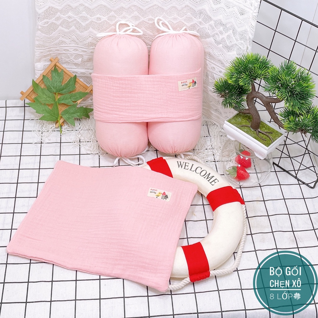 Bộ gối và chặn chống giật mình cho bé Jasmine Baby vải xô 8 lớp (cao cấp)
