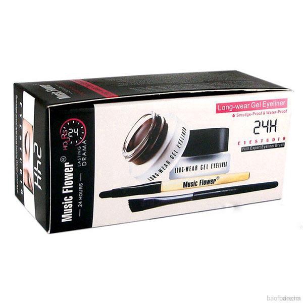 Set 2 gel kẻ mắt màu nâu và đen + 2 cọ trang điểm nhanh chóng lâu trôi | BigBuy360 - bigbuy360.vn