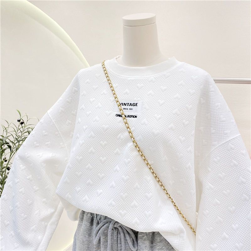 Design Sense Minor Explosions Love Crewneck Thickened Wei Yi Women's Spring and Autumn Korean Loose Long Sleeve Jacket ins Tide