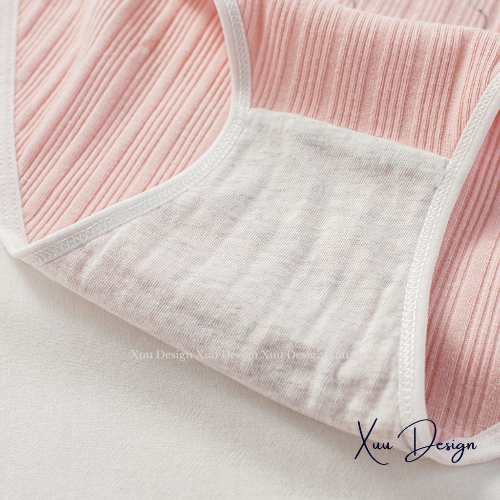 Quần lót cotton nữ Wexuu Design, Quần lót nữ phối viền chất cotton co dãn thoáng khí họa tiết ngọt ngào QC26