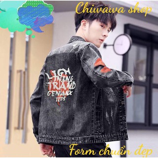 Áo khoác jean nam màu xám đen nam tính Hàn Quốc Ligh Tide form chuẩn size M-L-XL PT21
