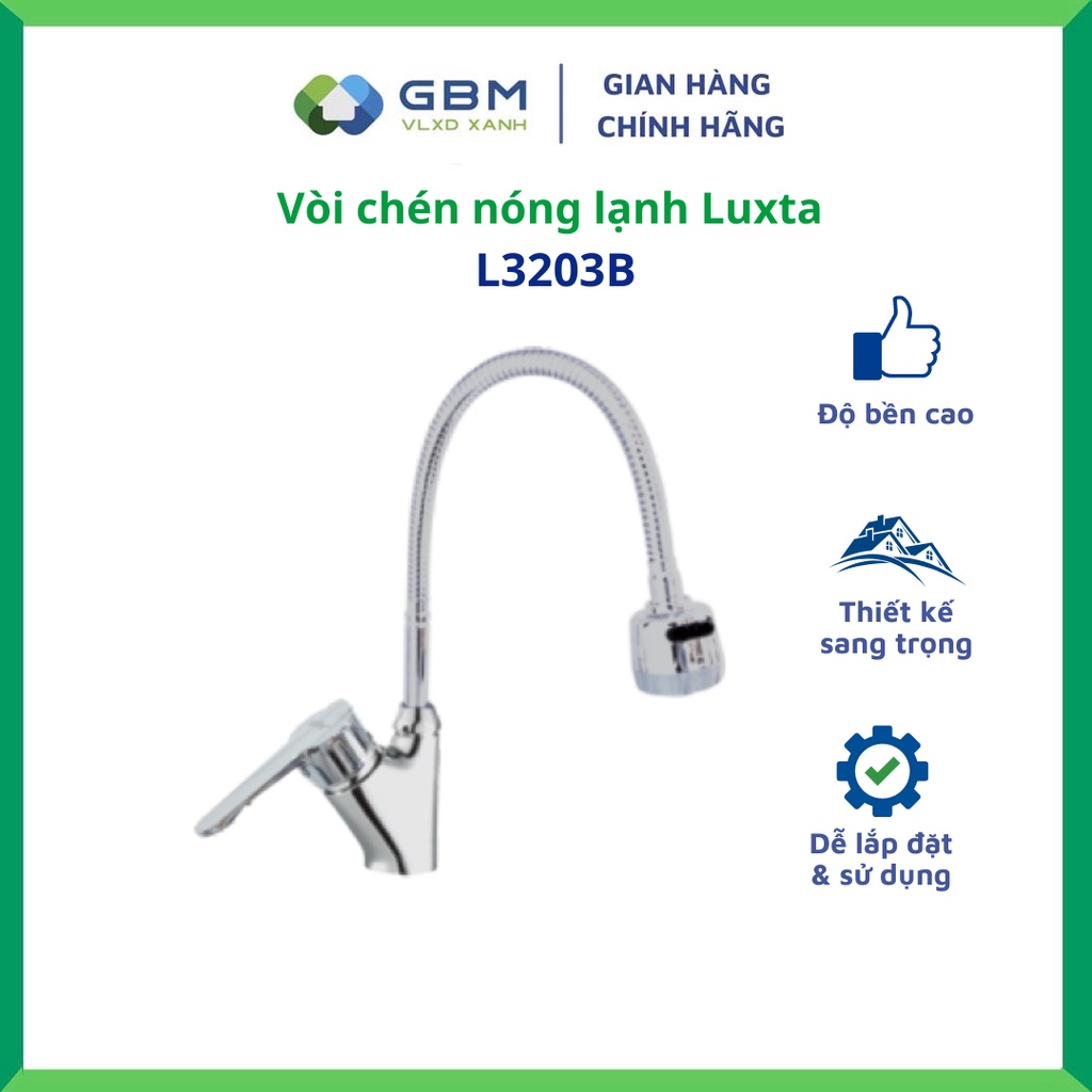 [Mã BMBAU300 giảm 10% đơn 499K] Vòi Chén Nóng Lạnh Luxta L3203B-VLXD XANH