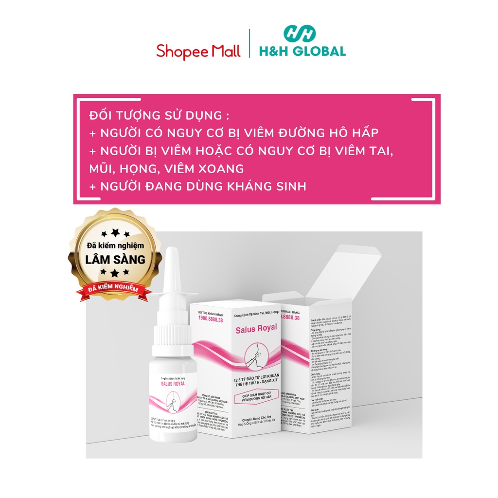 Nước muối sinh lý cho trẻ sơ sinh, trẻ nhỏ và cả người lớn SALUS ROYAL hết viêm mũi, rát họng  - HH GLOBAL