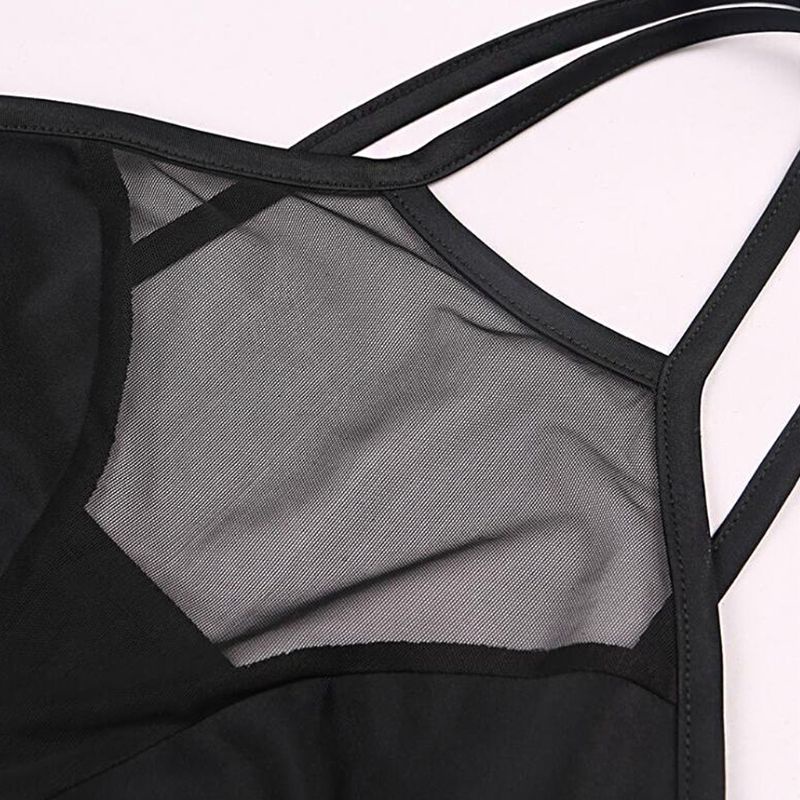 Wmmb Áo Croptop Lưới Không Tay Hở Lưng Phối Dây Chéo Gợi Cảm Cho Nữ