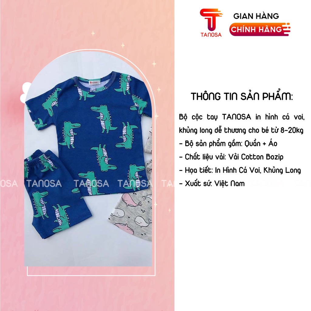 Bộ cộc tay TANOSA in hình dễ thương cho bé từ 8-20kg