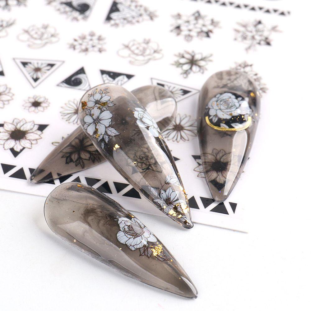 Nhãn Dán Móng Tay Tự Dính Họa Tiết Hoa Hồng Valentine 3D Thanh Lịch Dành Cho Nữ