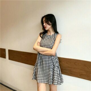 Đầm suông caro dễ thương