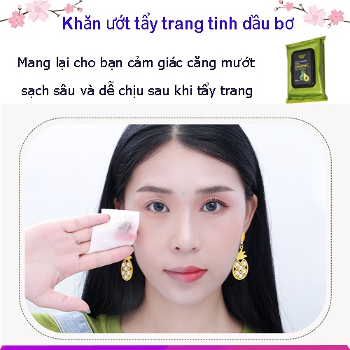 Khăn Ướt Tẩy Trang Tinh Dầu Bơ Sạch Sâu An Toàn Cho Làn Da Tiện Dụng