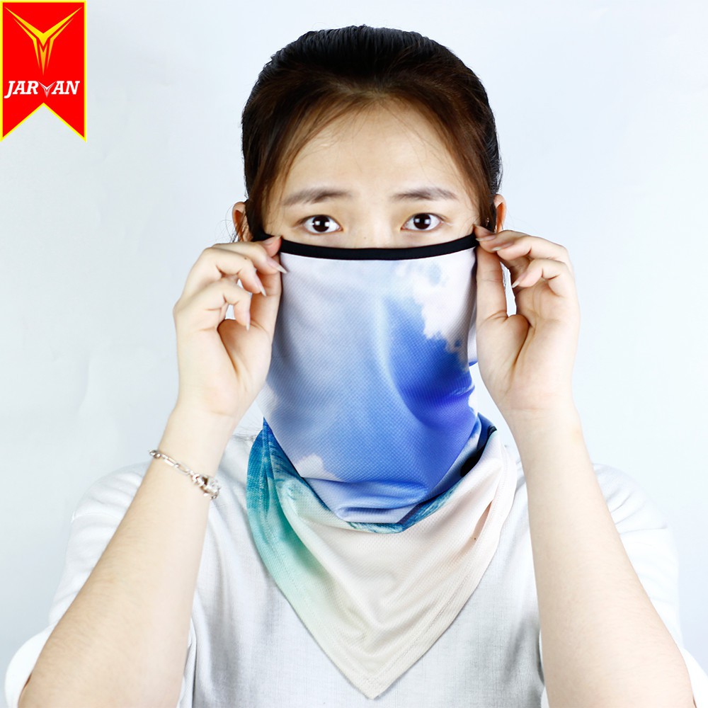 Khăn đa năng hở tai tam giác màu biển xanh