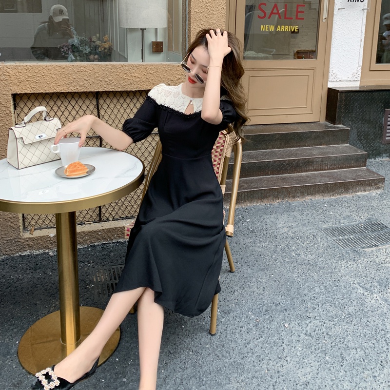 váy đen tiểu thư dáng dài hàng QC (V02)