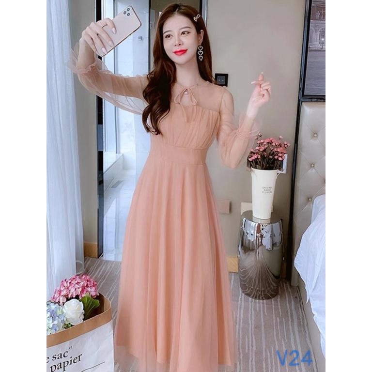 ĐẦM XÒE LƯỚI HỒNG BABY TINH TẾ DỰ TIỆC NHẸ NHÀNG UP HHP FASHION