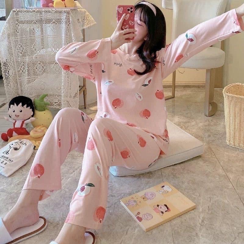 Bộ ngủ nữ dài hoạ tiết ❤️Đồ bộ pijama dài tay chất cotton in hình ngộ nghĩnh from rộng phong cách ulzzang,Nene