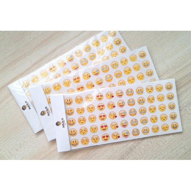 Bộ 12 tờ sticker emoiji biểu cảm dán trang trí điện thoại, nhật ký...