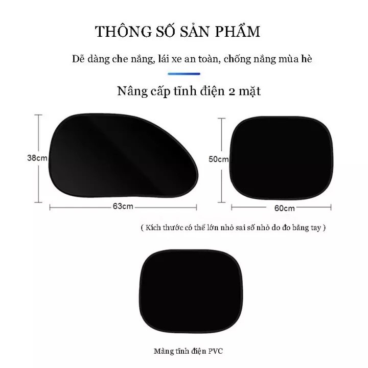 Tấm che nắng cao su non cửa bên ô tô, xe hơi - Tự hút không cần đế hích
