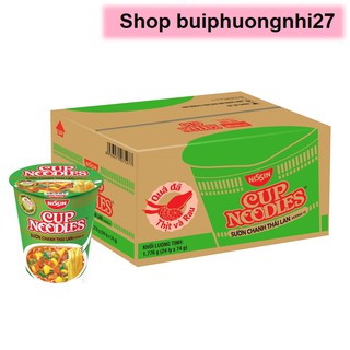 Thùng 12 Ly Mì Vị Sườn chanh Thái Lan 74g Cup Noodles Nissin