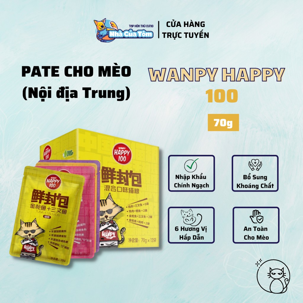 Pate gói cho mèo Wanpy Happy 100 - 70g